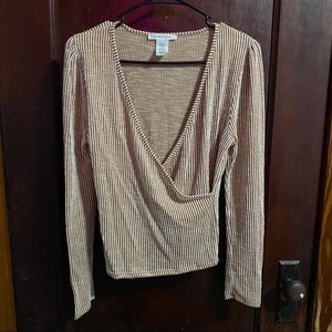 Caution to The Wind Orange Striped Wrap Top